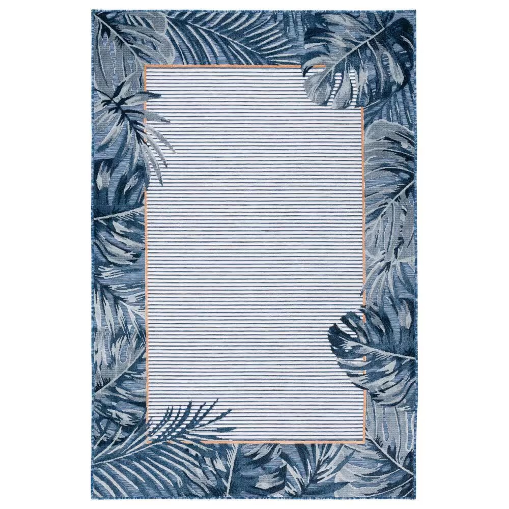 Safavieh Cabana CBN453N 9' x 12' Ivory and Navy Indoor/Outdoor Area Performance Rug