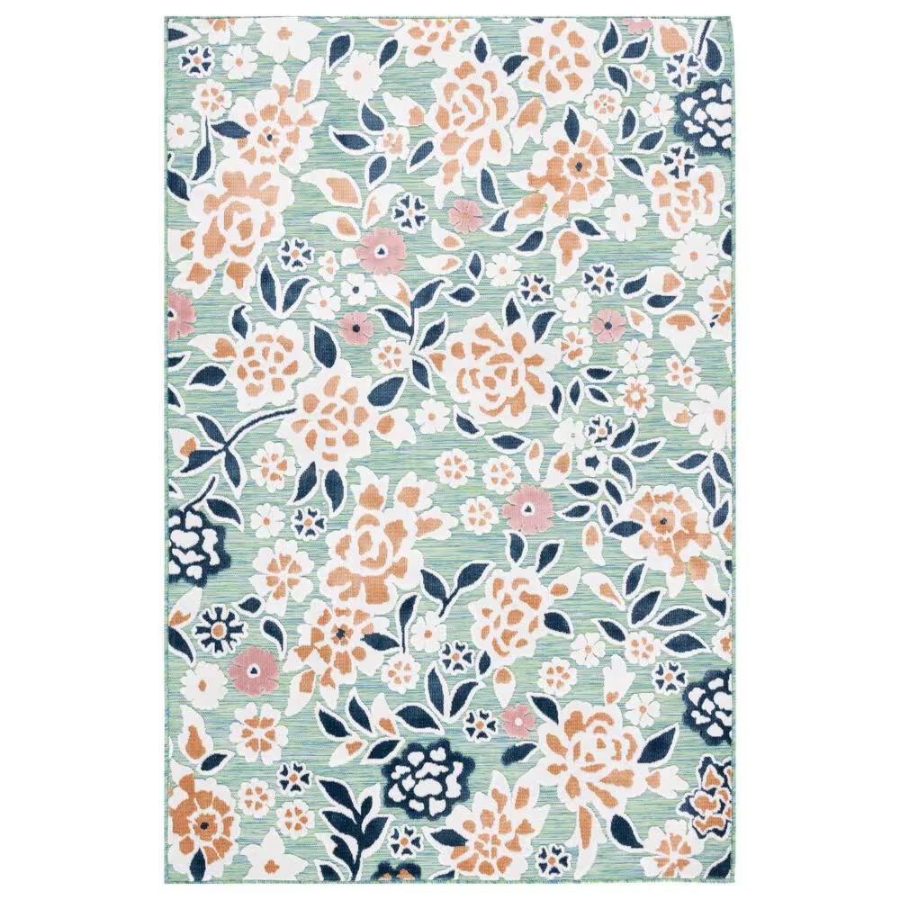 Safavieh Cabana CBN485N 8' x 10' Green and Navy Indoor/Outdoor Area Performance Rug