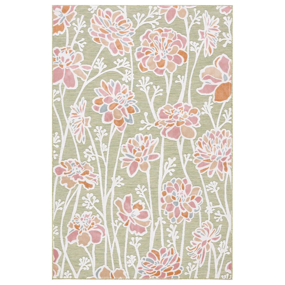Safavieh Cabana CBN486Y 6'6" x 9'6" Green and Pink Indoor/Outdoor Area Performance Rug
