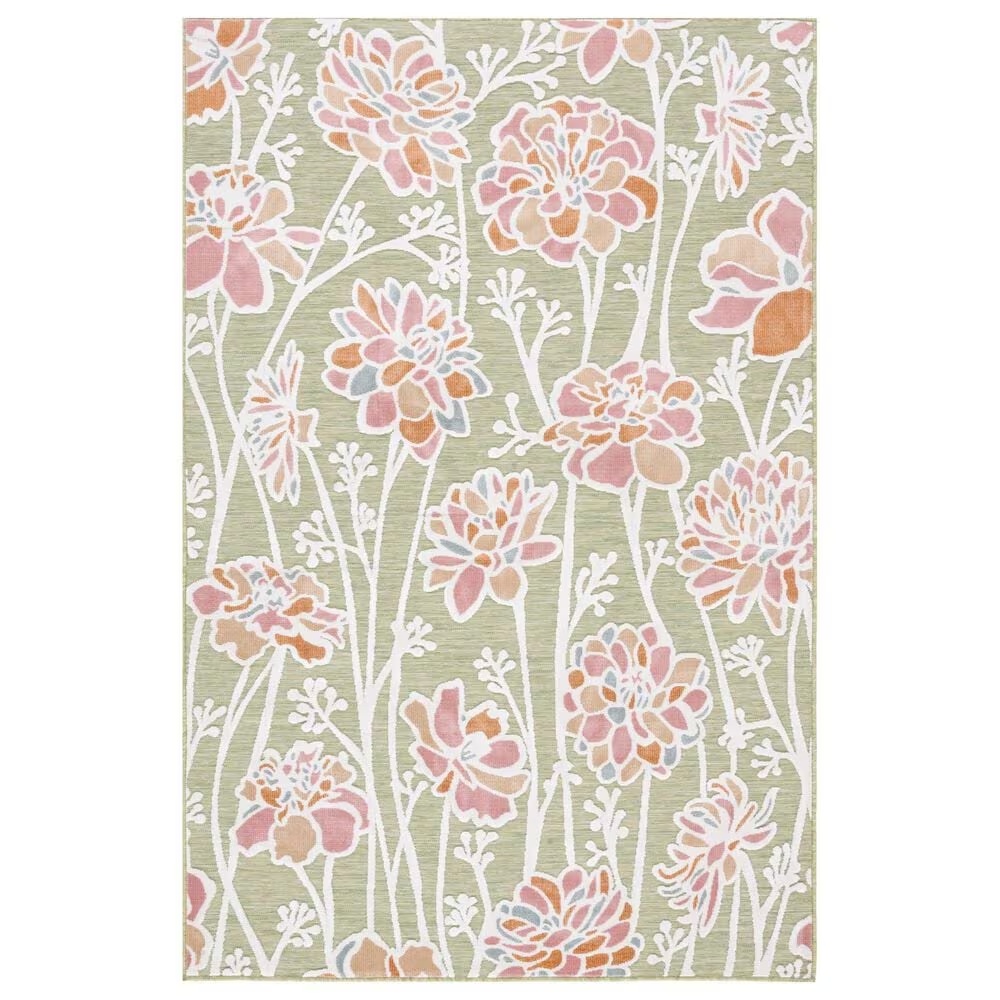 Safavieh Cabana CBN486Y 8' x 10' Green and Pink Indoor/Outdoor Area Performance Rug