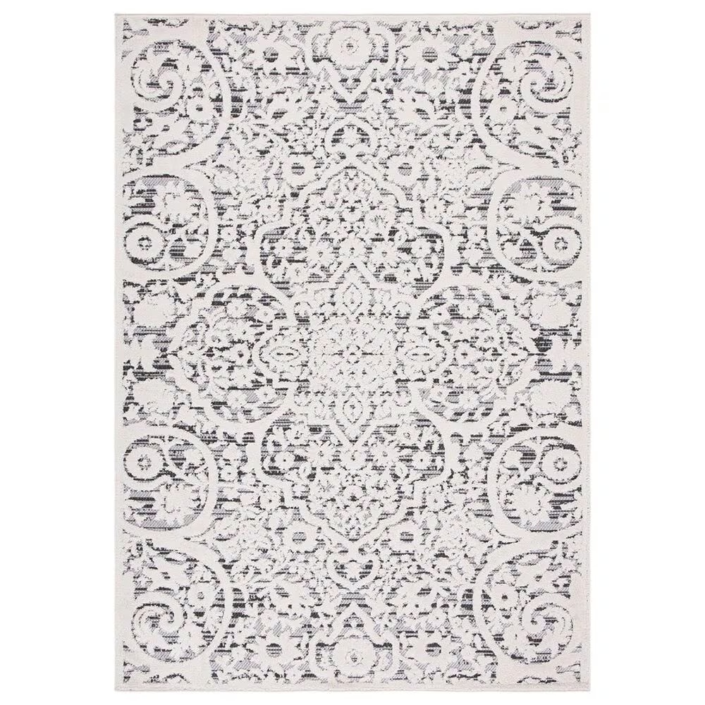 Safavieh Cabana CBN656A 5'5" x 7'7" Ivory and Grey Indoor/Outdoor Area Performance Rug