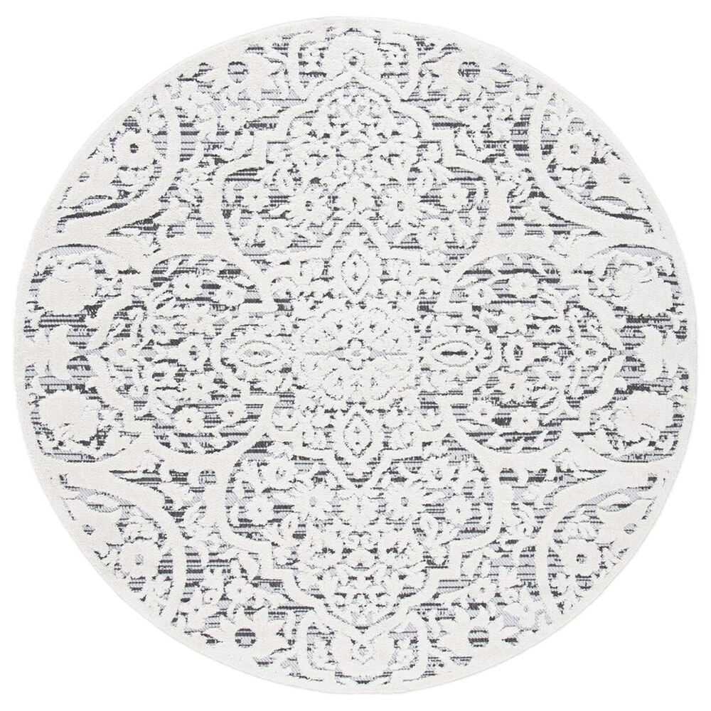 Safavieh Cabana CBN656A 6'7" Round Ivory and Grey Indoor/Outdoor Area Performance Rug