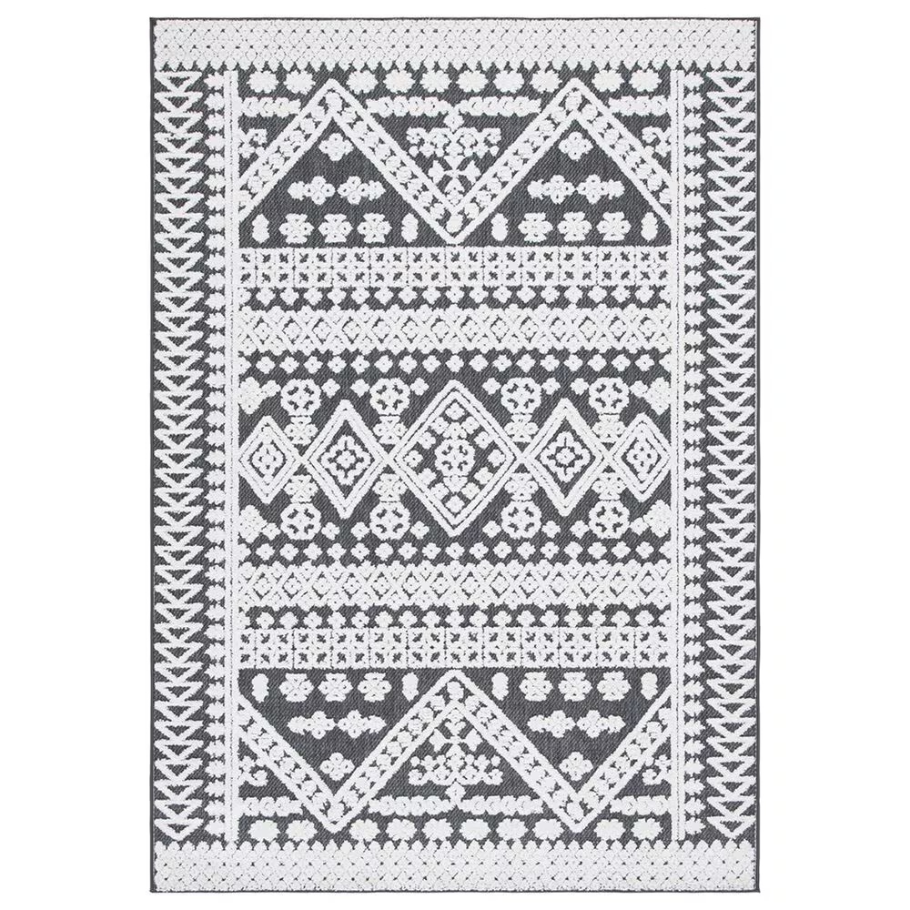 Safavieh Cabana CBN658A 5'5" x 7'7" Ivory and Grey Indoor/Outdoor Area Performance Rug