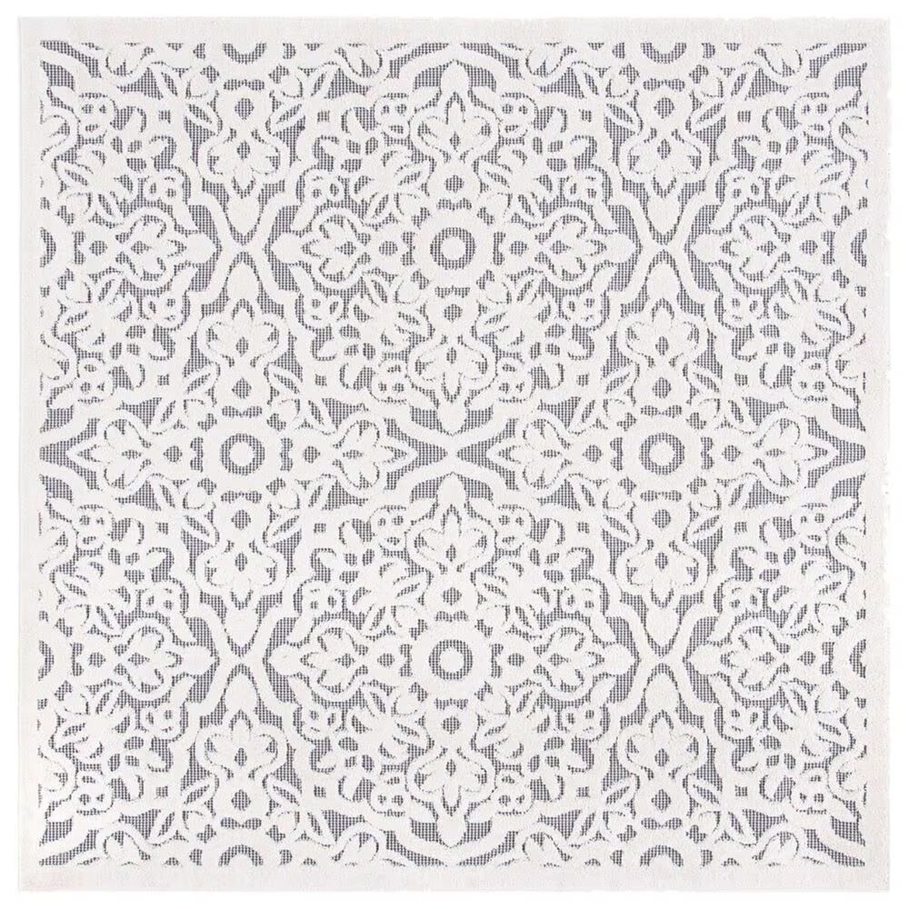 Safavieh Cabana CBN662A 6'7" Square Ivory and Grey Indoor/Outdoor Area Performance Rug