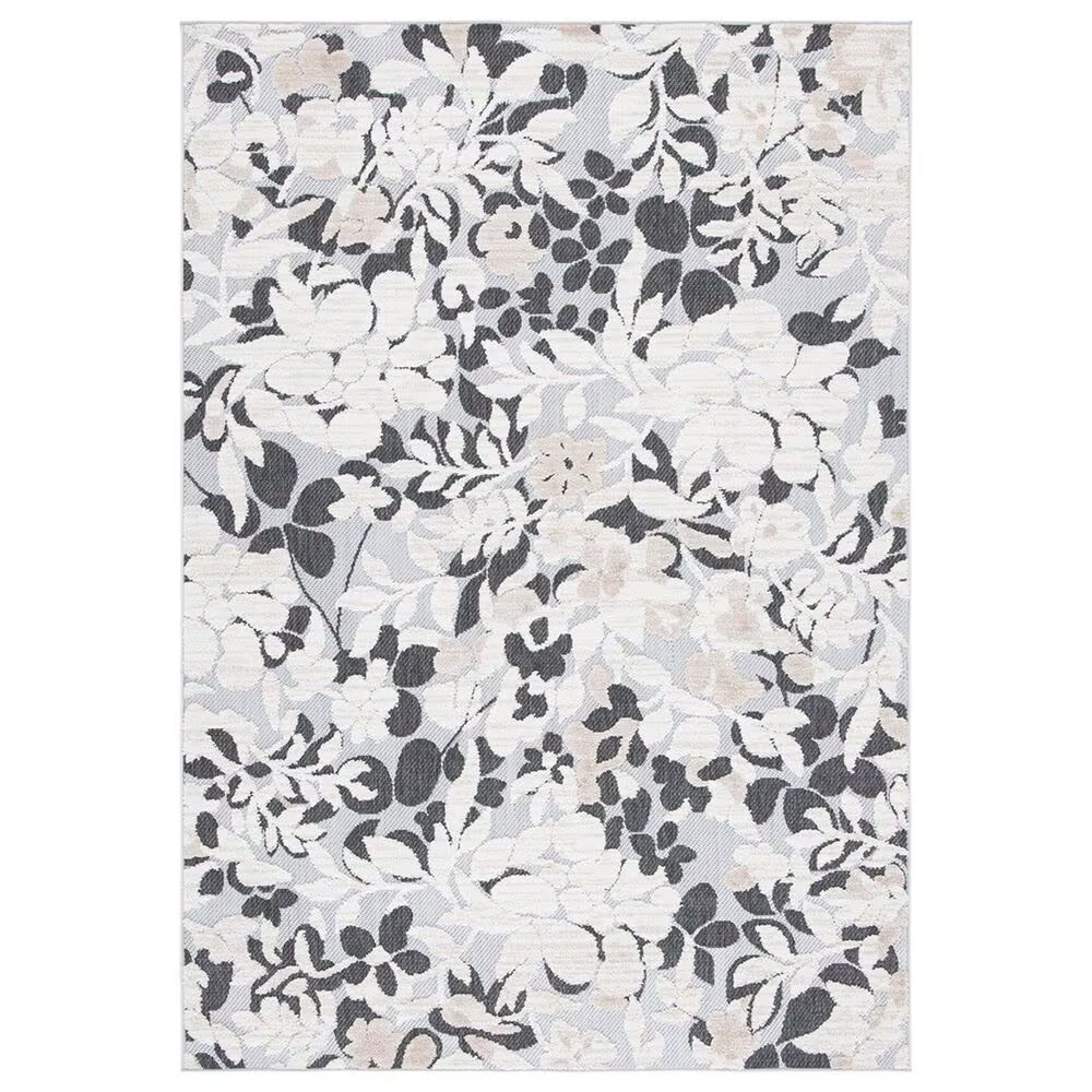 Safavieh Cabana CBN672A 6' x 9' Ivory and Charcoal Indoor/Outdoor Area Performance Rug