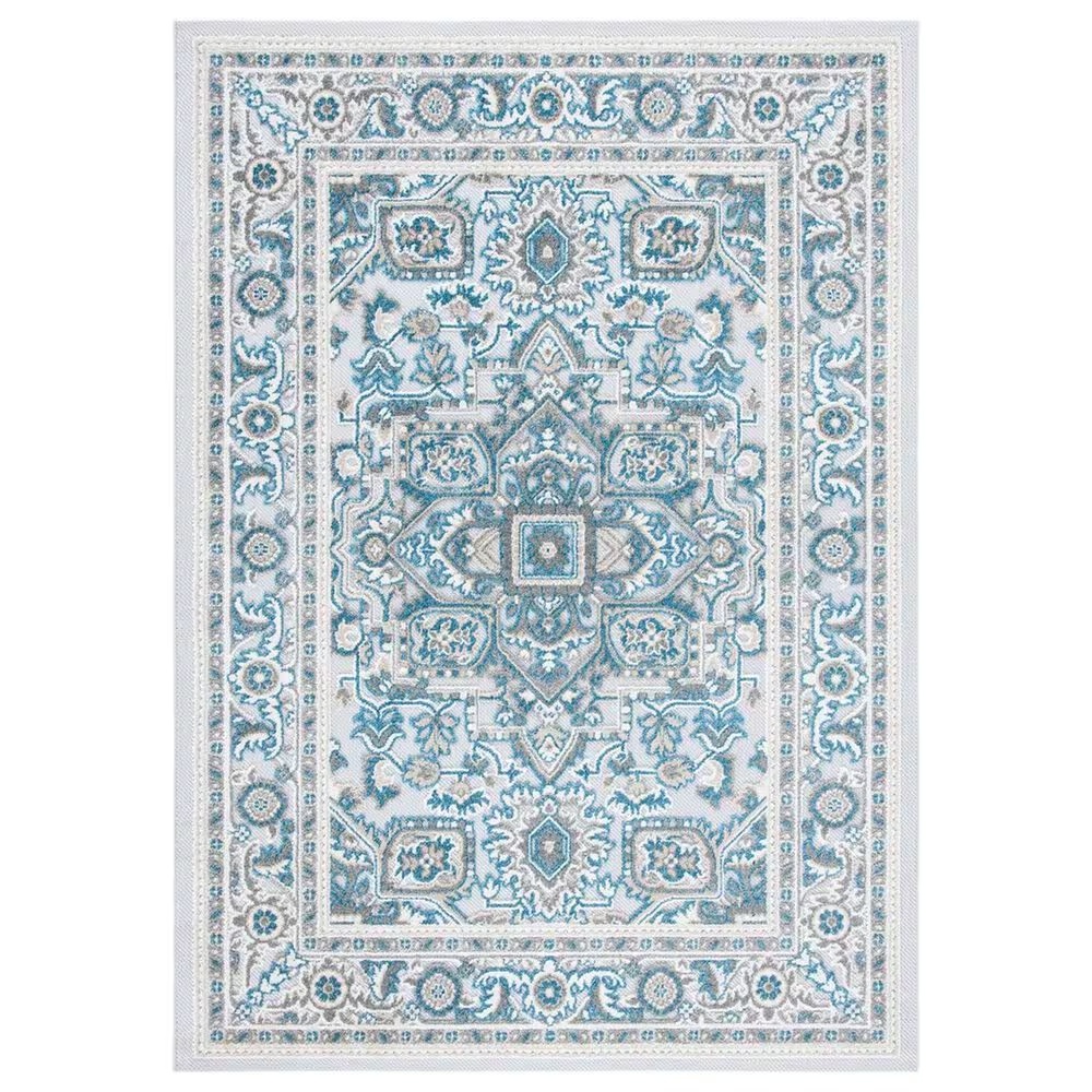 Safavieh Cabana CBN680N 5'5" x 7'7" Navy and Grey Indoor/Outdoor Area Performance Rug