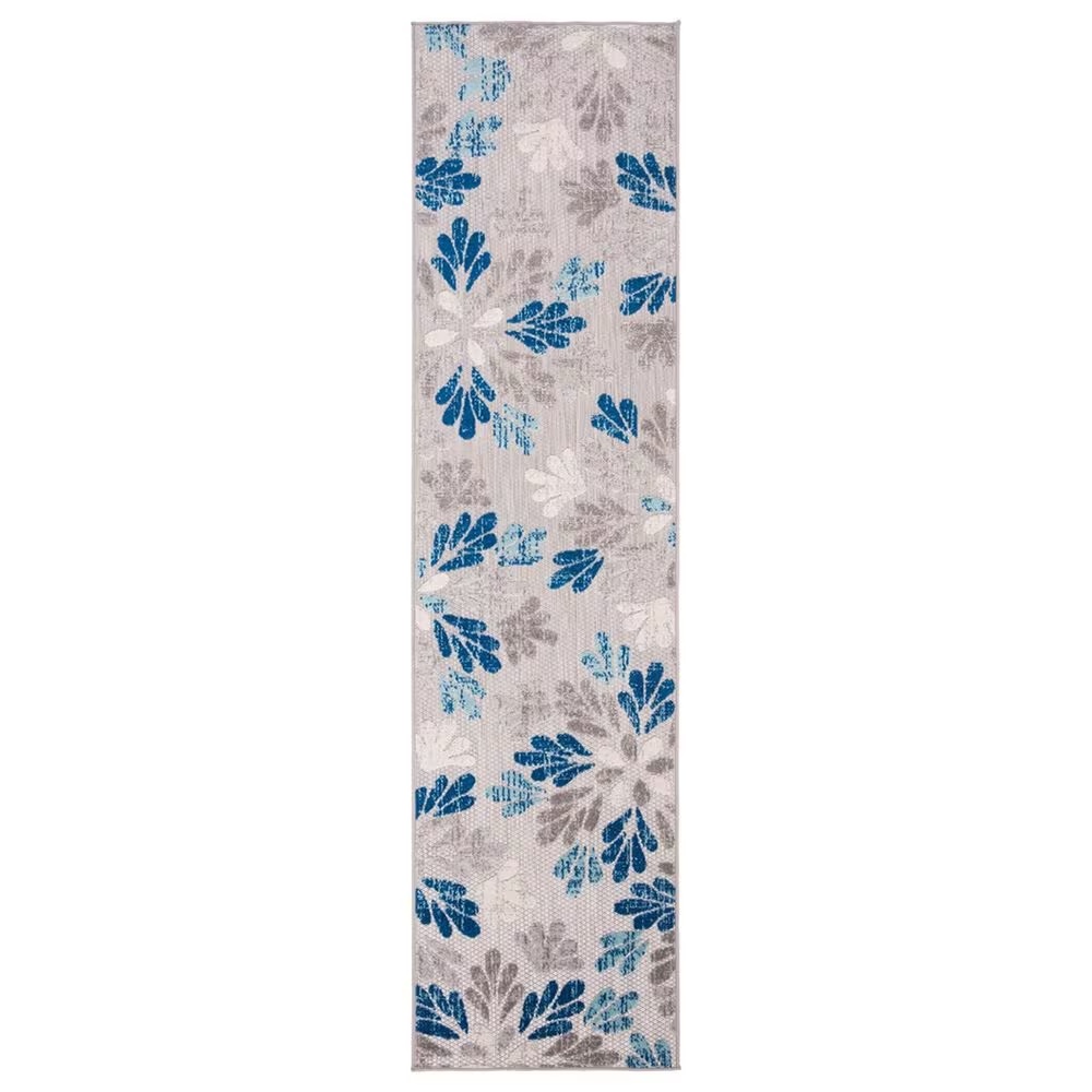 Safavieh Cabana CBN800F 2' x 12' Grey and Blue Indoor/Outdoor Performance Runner