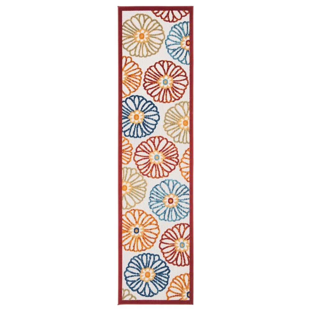 Safavieh Cabana CBN801A 2' x 12' Creme and Red Indoor/Outdoor Performance Runner