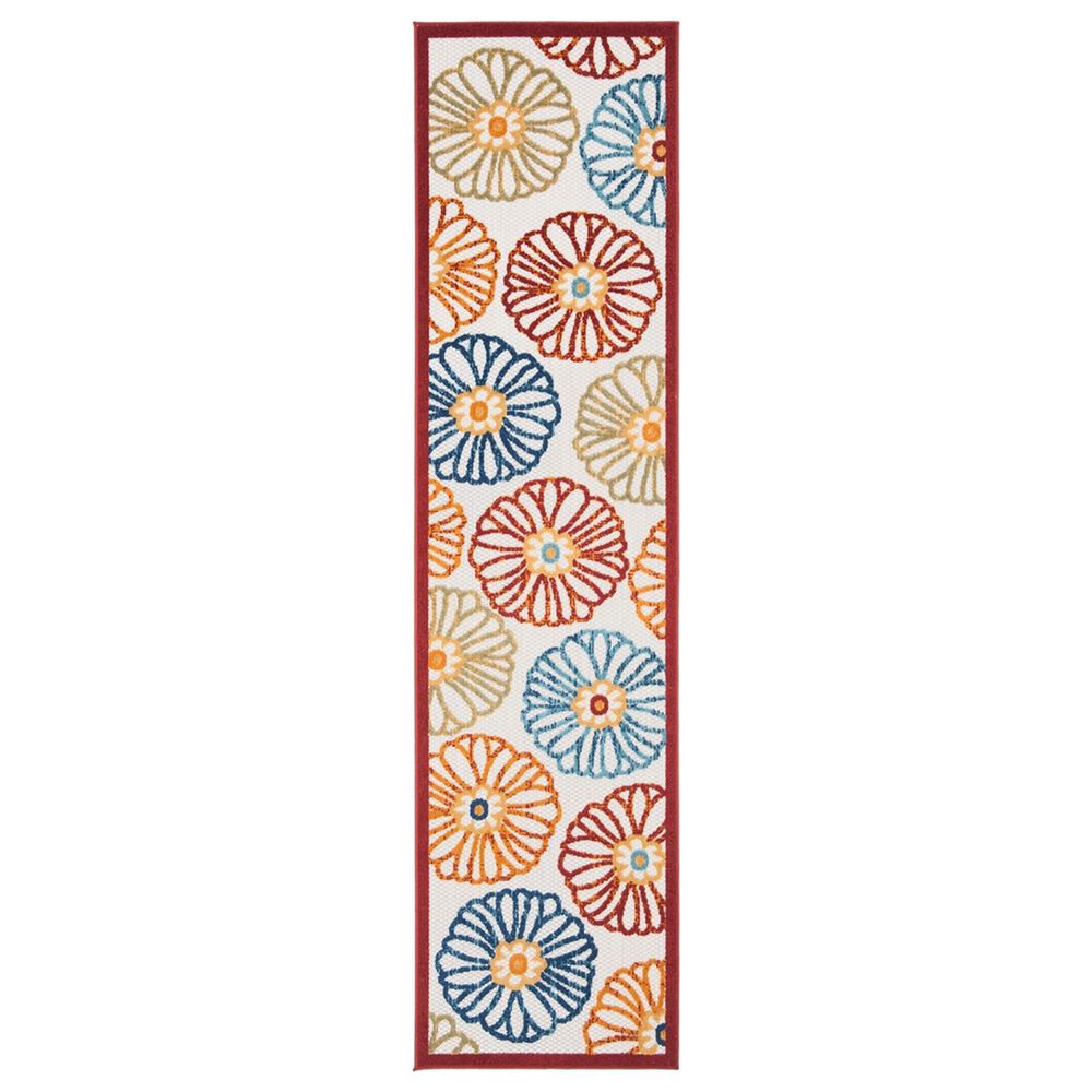 Safavieh Cabana CBN801A 2' x 8' Creme and Red Indoor/Outdoor Area Performance Rug