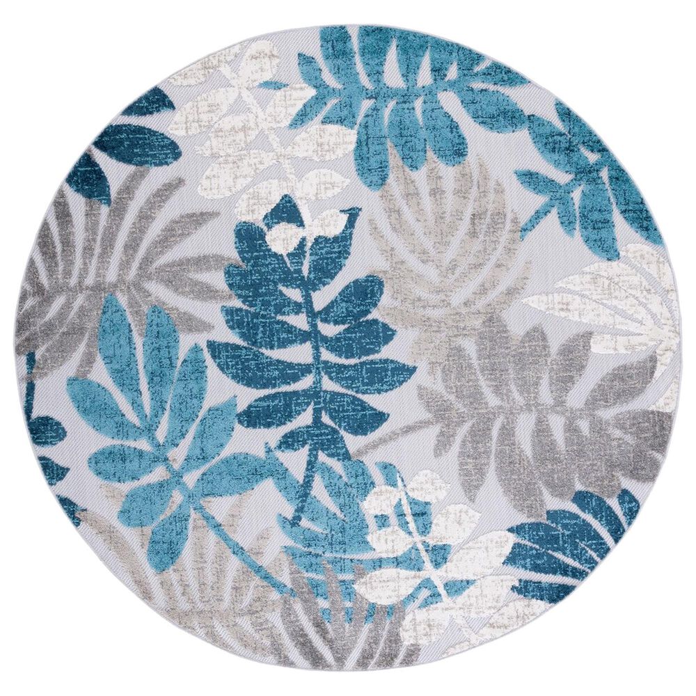 Safavieh Cabana CBN814F 6'7" Round Grey and Blue Indoor/Outdoor Area Performance Rug