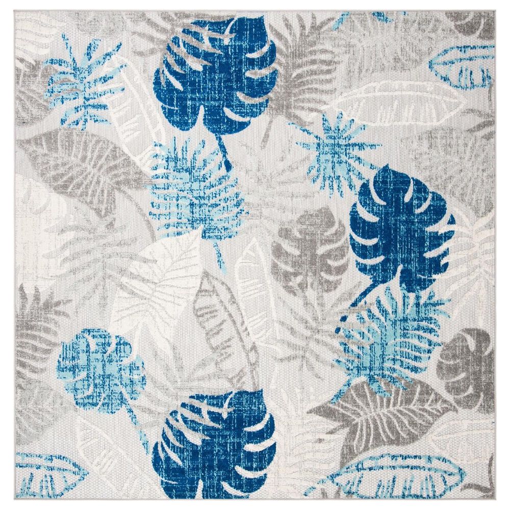 Safavieh Cabana CBN831F 6'7" Square Grey and Blue Indoor/Outdoor Area Performance Rug