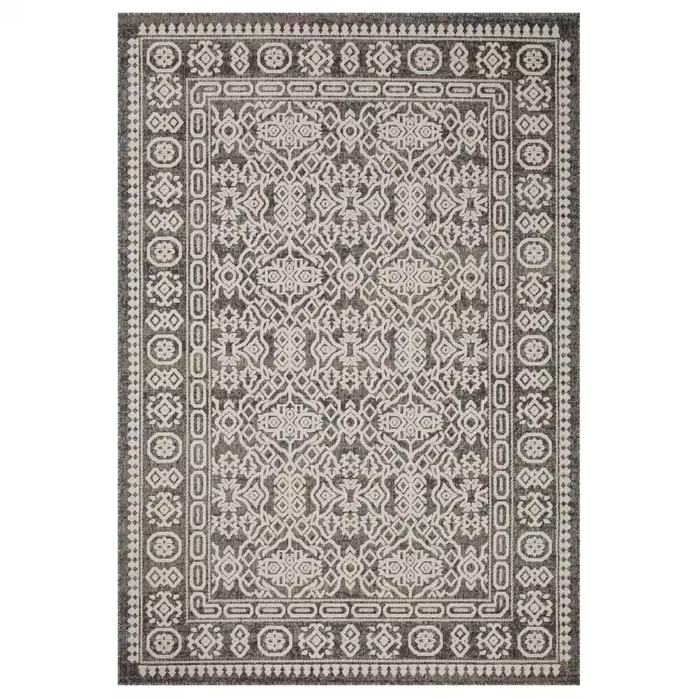 Loloi II Rainier 5'3" x 7'7" Pebble and Ivory Indoor/Outdoor Area Performance Rug