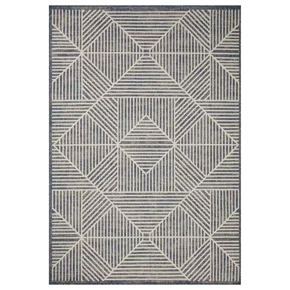 Loloi II Rainier RAI-03 3'11" x 5'11" Denim and Ivory Indoor/Outdoor Area Performance Rug
