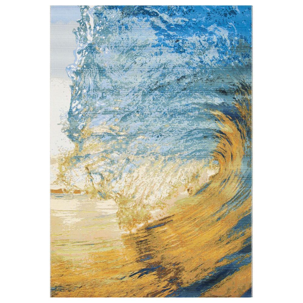 Safavieh Barbados Tropical Wave 4' x 6' Blue and Gold Indoor/Outdoor Area Rug