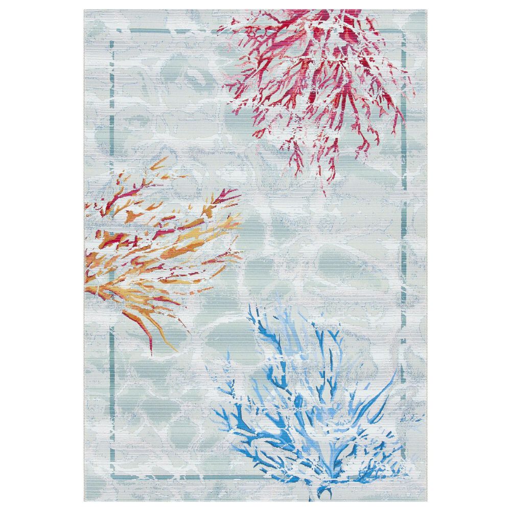 Safavieh Barbados Tropical Coral 3'3" x 5'3" Teal and White Indoor/Outdoor Area Rug