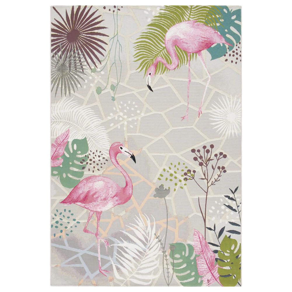 Safavieh Barbados Tropical Flamingo 4' x 6' Grey and Pink Indoor/Outdoor Area Rug