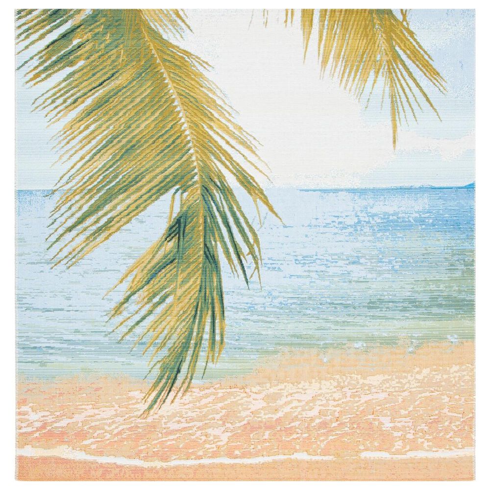 Safavieh Barbados Tropical Beach BAR5608' Square Gold and Blue Indoor/Outdoor Area Rug