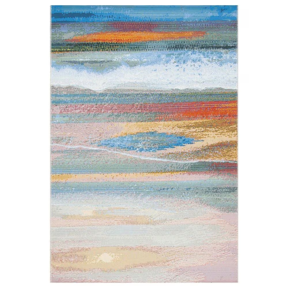 Safavieh Barbados Abstract Sunset 3'3" x 5' Light Blue and Pink Indoor/Outdoor Area Rug