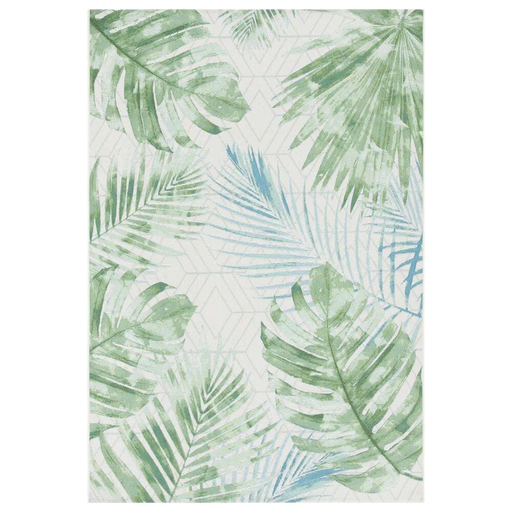 Safavieh Barbados Tropical Botanical3'3" x 5' Green and Teal Indoor/Outdoor Area Rug