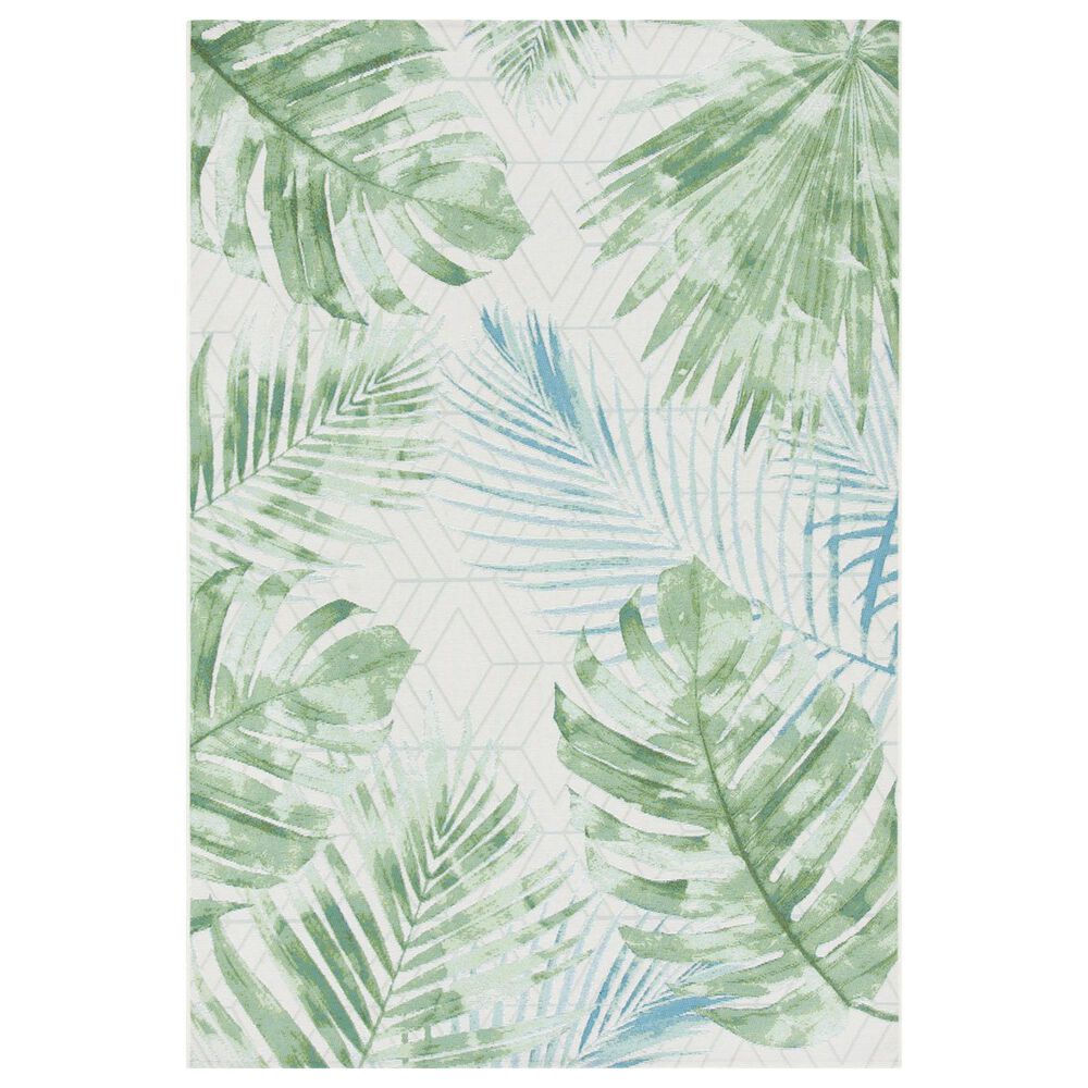 Safavieh Barbados Tropical Botanical4' x 6' Green and Teal Indoor/Outdoor Area Rug