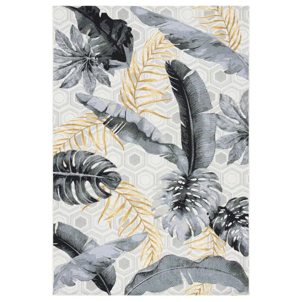 Safavieh Barbados6'6" x 9'4" Grey and Gold Indoor/Outdoor Area Rug