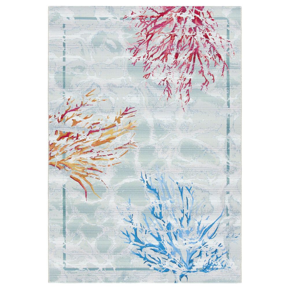 Safavieh Barbados6'6" x 9'4" Teal and White Indoor/Outdoor Area Rug