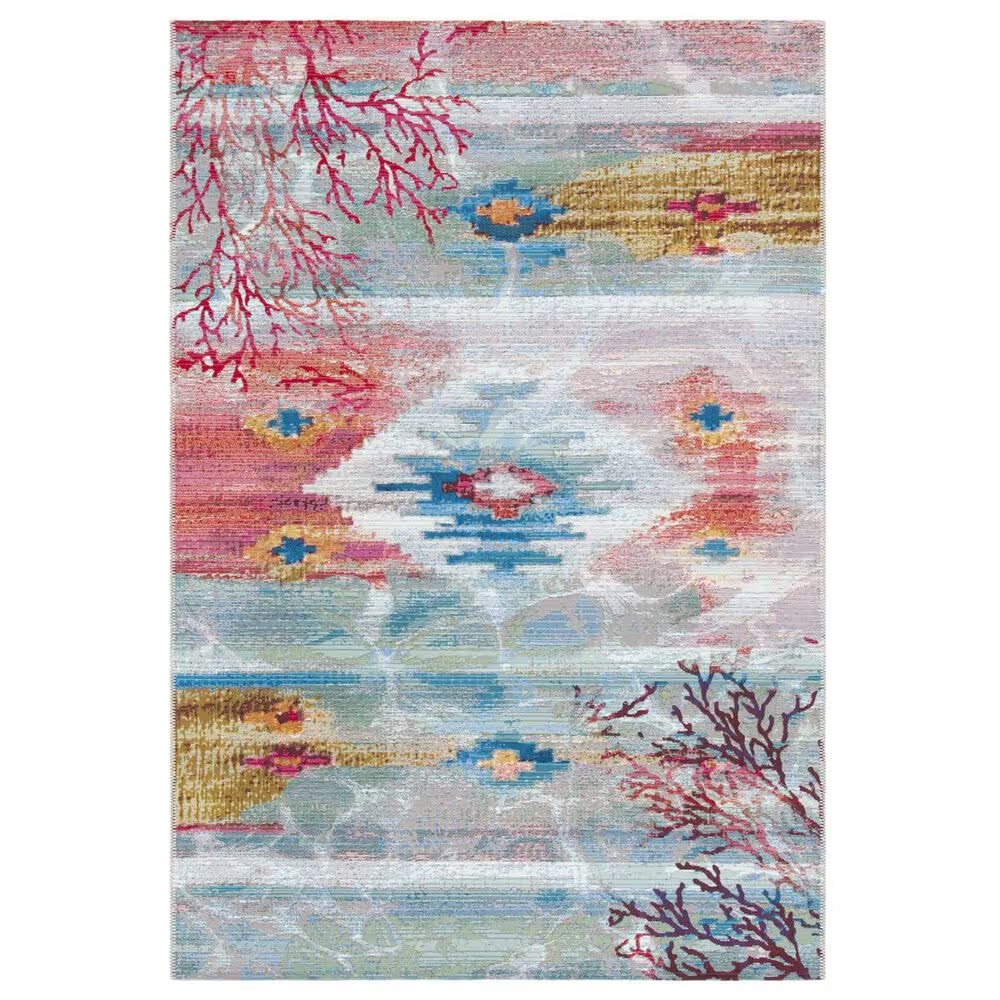 Safavieh Barbados 6'6" x 9'4" Light Blue and Pink Indoor/Outdoor Area Rug