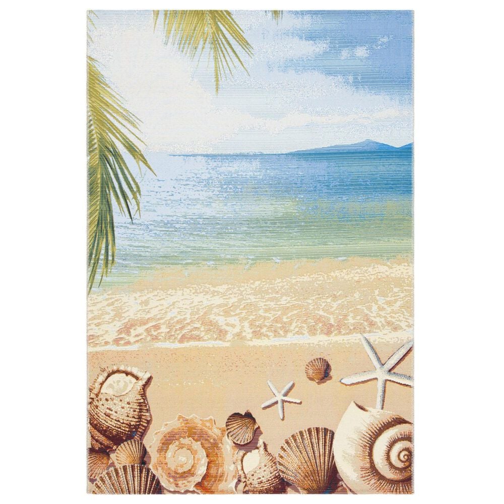 Safavieh BarbadosBAR555 6'6" x 9'4" Gold and Blue Indoor/Outdoor Area Rug