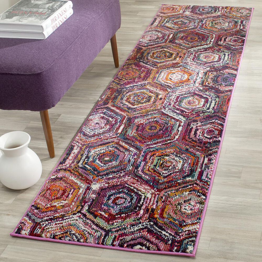 Safavieh Monaco MNC224D-28 2'2" x 8' Pink/Multi Runner