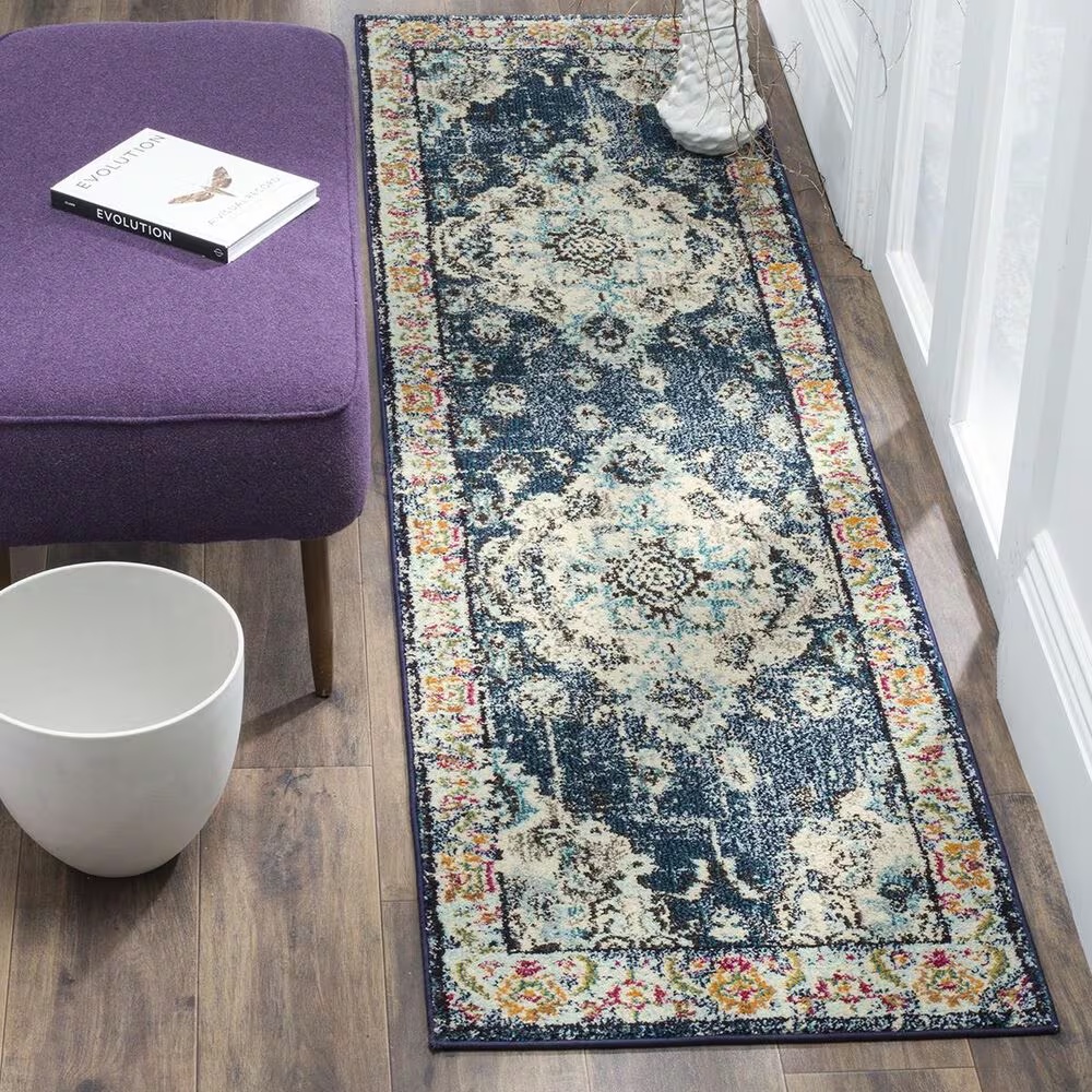 Safavieh Monaco MNC243N-222 2'2" x 22' Navy/Light Blue Runner