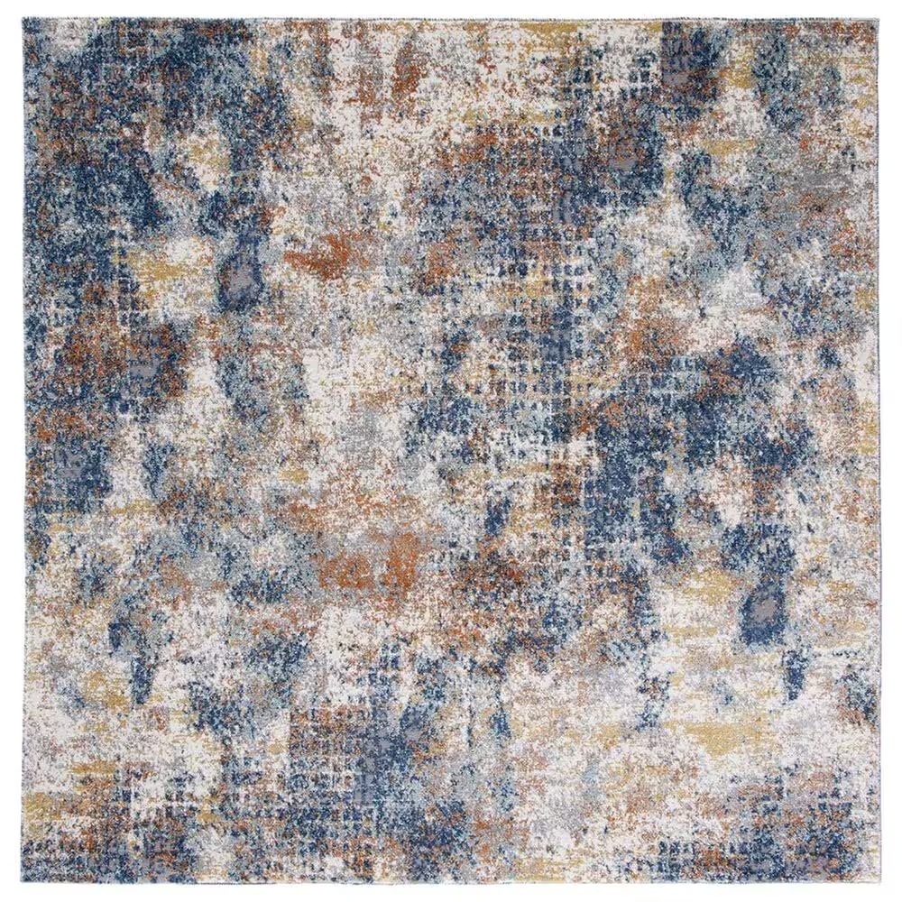 Safavieh Aston6'7" Square Navy and Gold Area Rug