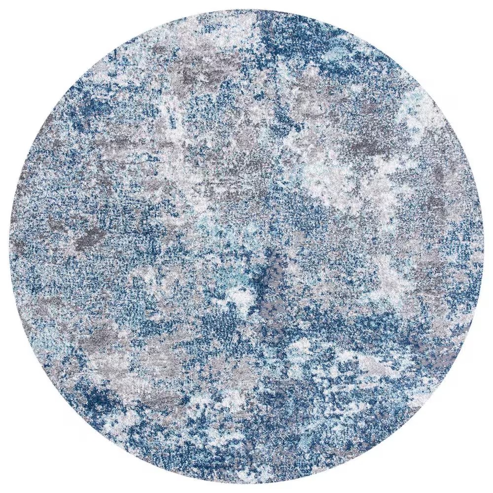 Safavieh Aston 5'3" Round Navy and Grey Area Rug