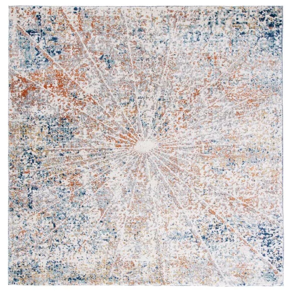 Safavieh Aston ASN728 6'7" Square Ivory and Navy Area Rug