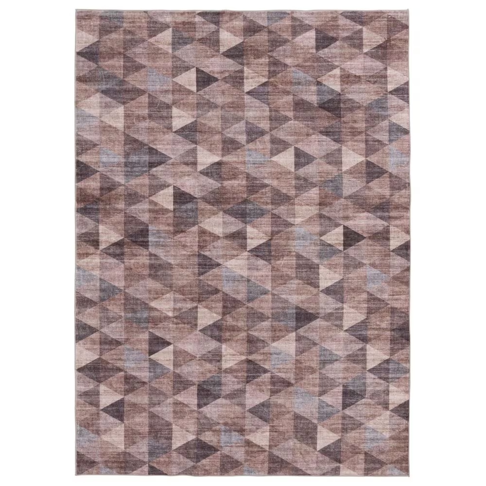 Central Oriental Rugease Velveteen Marlow Brown and Dark Grey 7'6" x 9'6" Area Rug