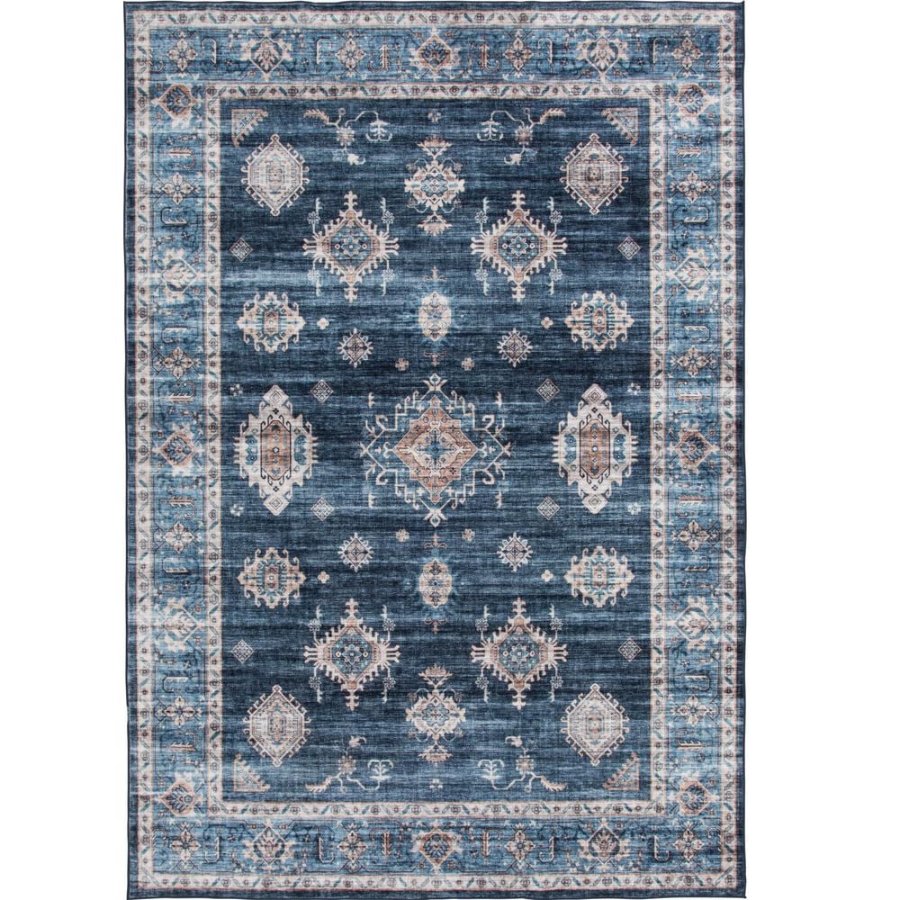 Central Oriental Rugease Raquel 5' x 7' Navy and Light Blue Area Rug