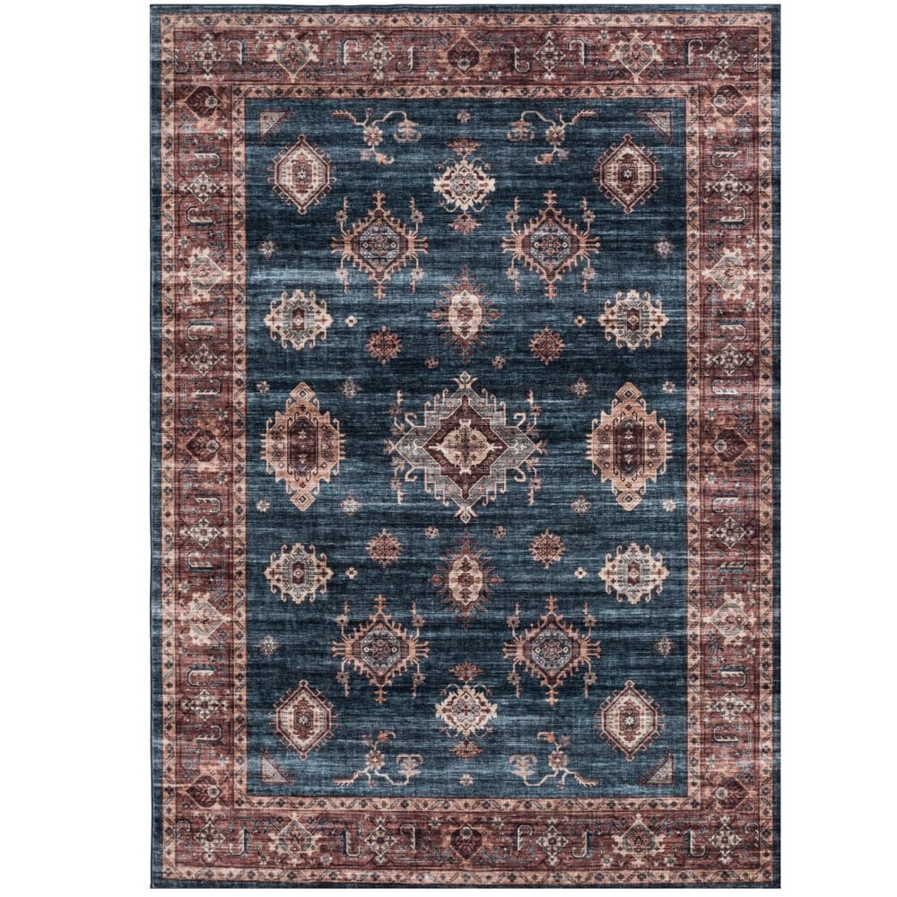 Central Oriental Rugease Raquel 5' x 7' Aerugo and Rust Area Rug