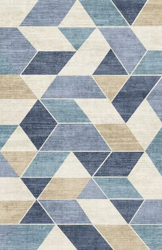 Central Oriental Rugease Devika 5' x 7' Beige and Blue Area Rug