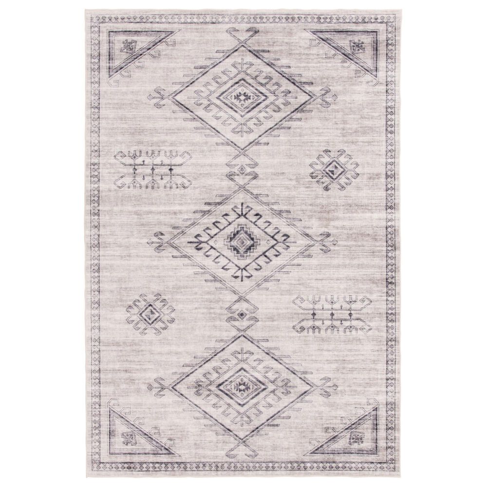 Central Oriental Rugease Velveteen Aminah Gray and Ivory 7'6" x 9'6" Area Rug