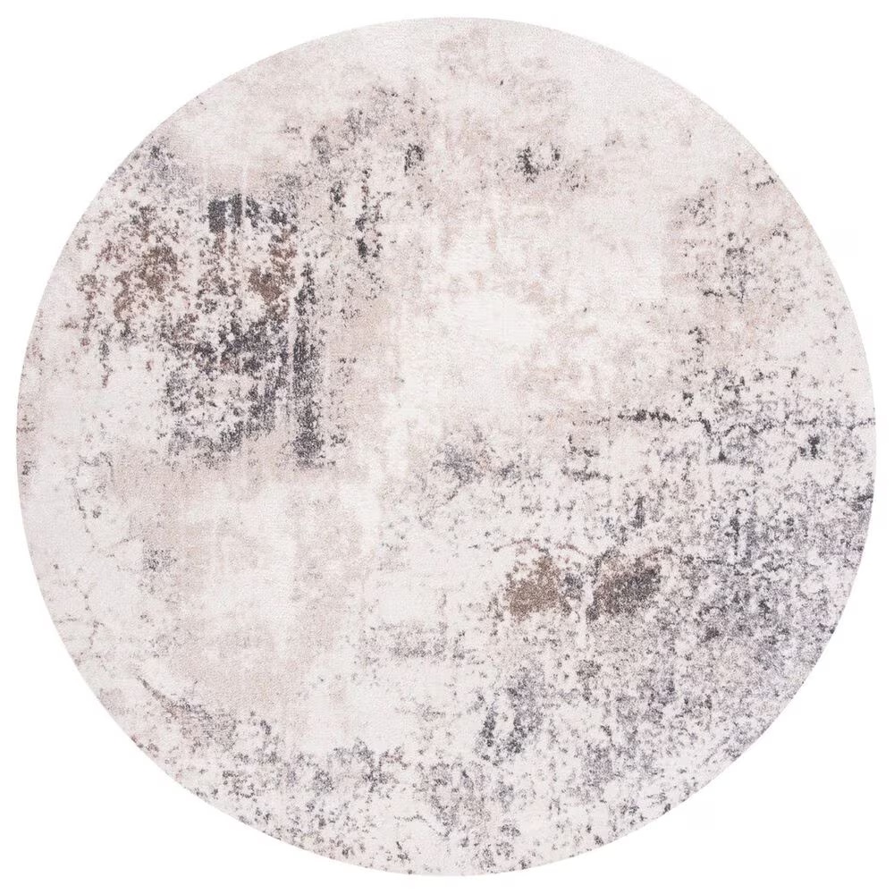 Safavieh Aston8' Round Ivory and Grey Area Rug