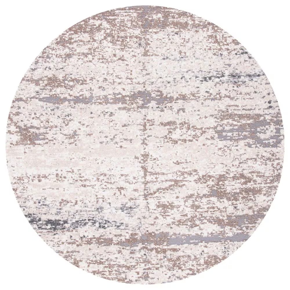 Safavieh Aston ASN799 6'7" Round Ivory and Grey Area Rug
