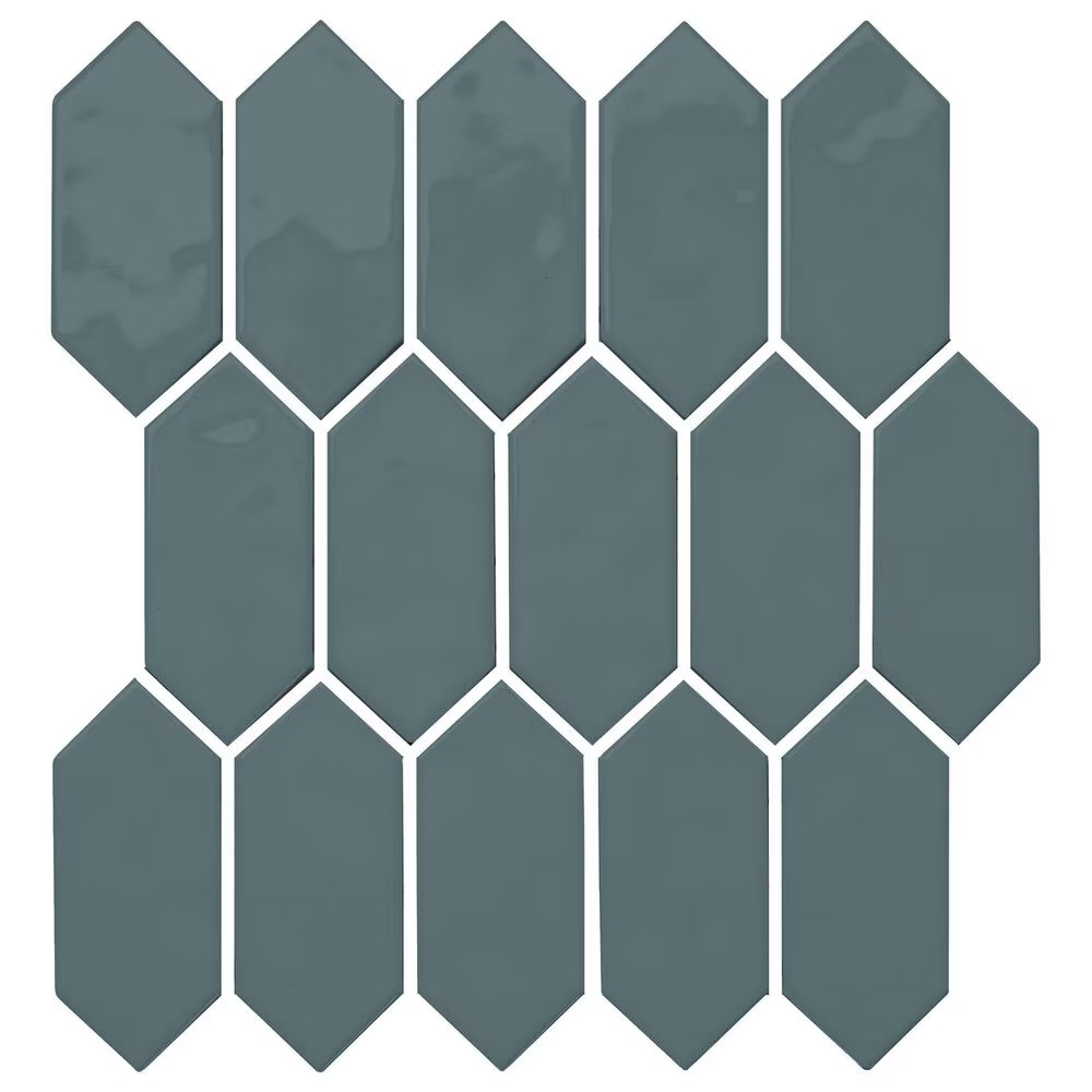 Dal-Tile Mythology Aura 2" x 5" Picket Undulated on 11.125" x 12.25" Ceramic Mosaic Sheet