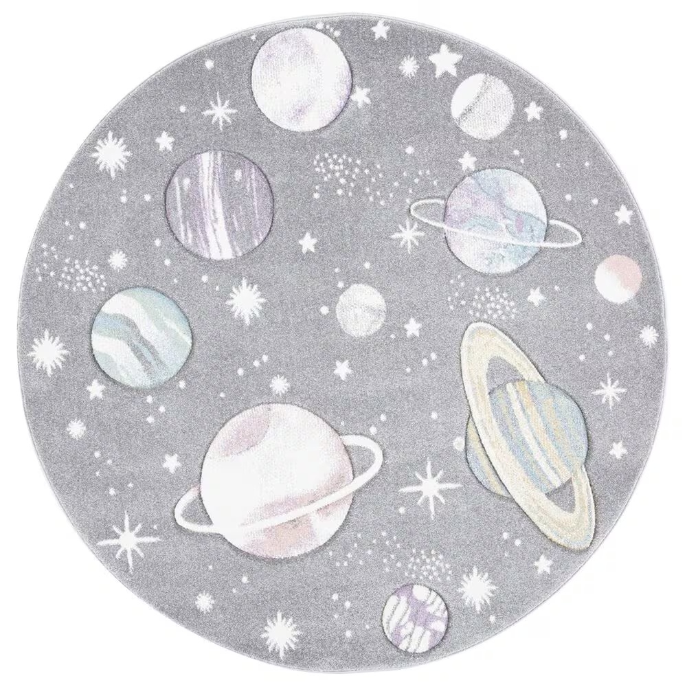 Safavieh Carousel 6'7" Round Grey and Lavender KidsAreaRug