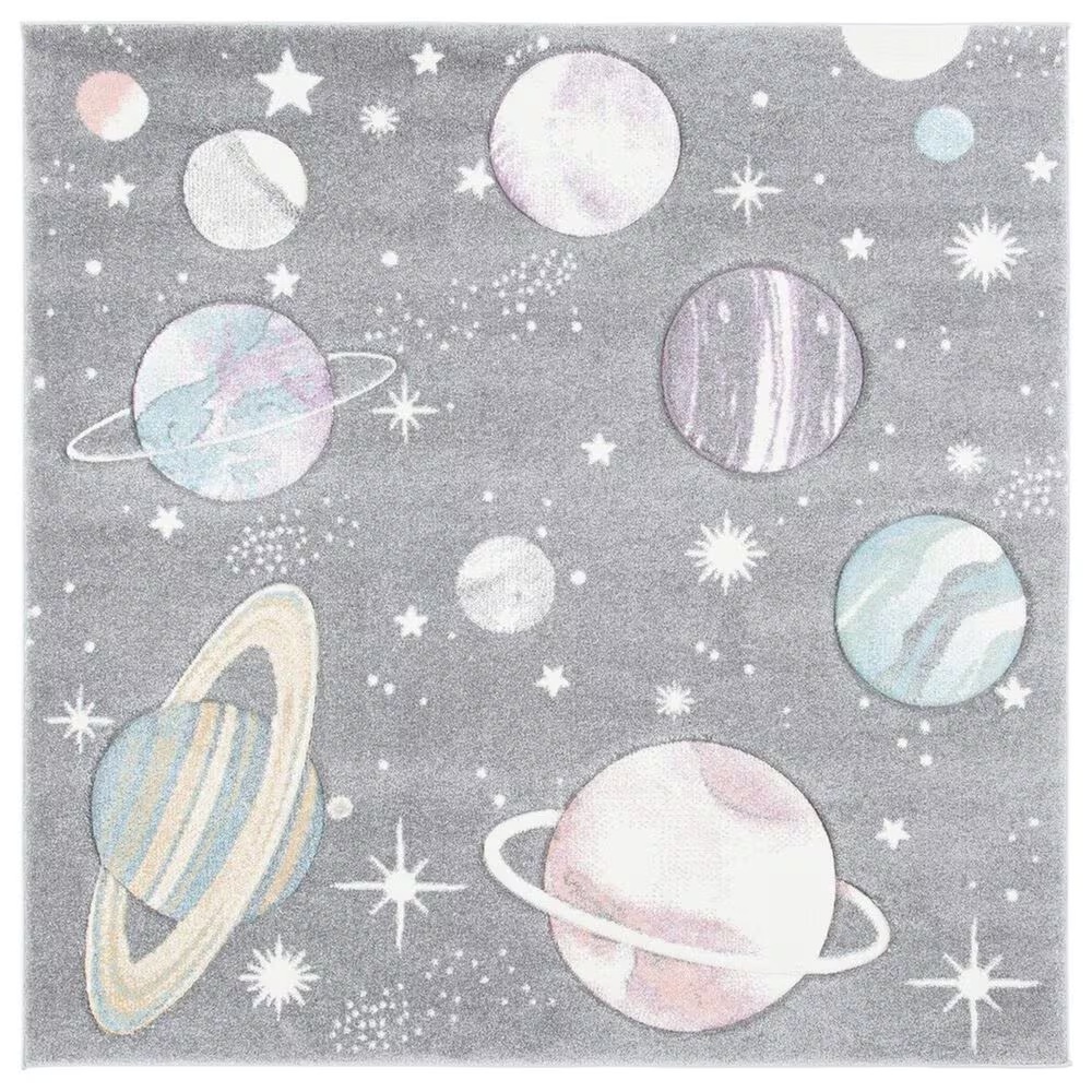 Safavieh Carousel 6'7" Square Grey and Lavender KidsArea Rug