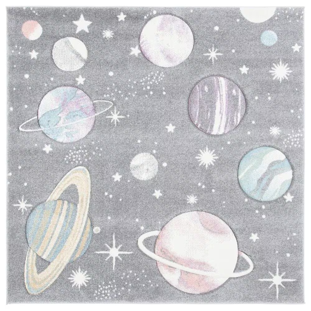 Safavieh Carousel 8' Square Grey and Lavender KidsArea Rug