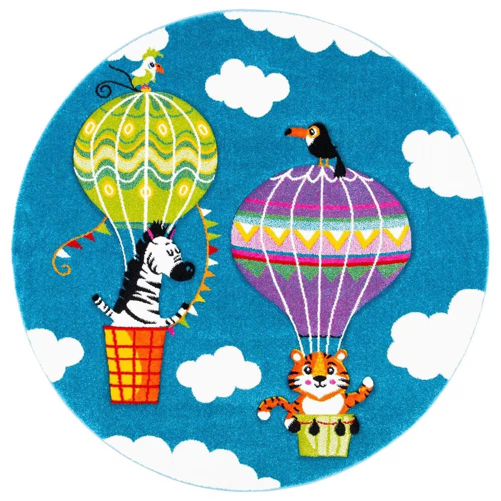 Safavieh Carousel 3' Round Blue and Green KidsArea Rug