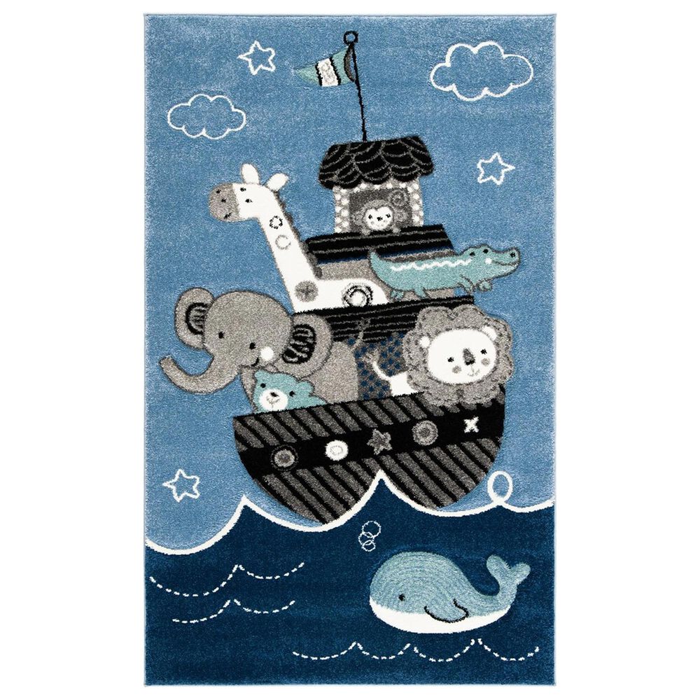 Safavieh Carousel Animals 4' x 6' Blue and Grey KidsArea Rug