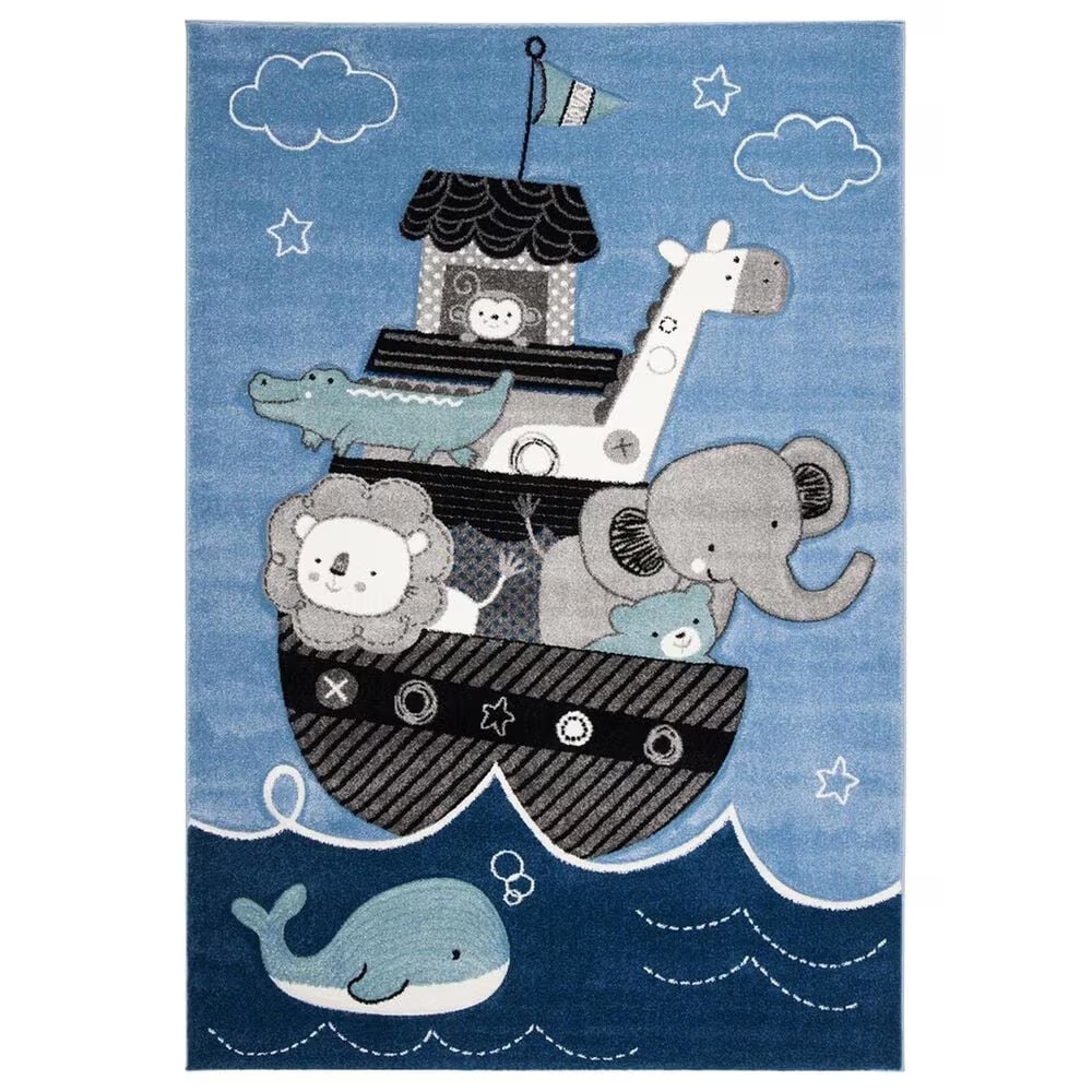 Safavieh Carousel Animals 5'3" x 7'6" Blue and Grey KidsArea Rug