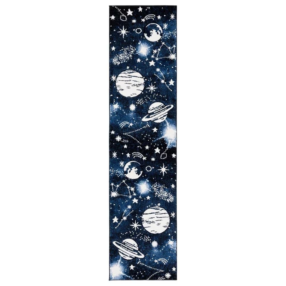 Safavieh Carousel 2' x 8' Dark Blue and Light Blue Kids Runner