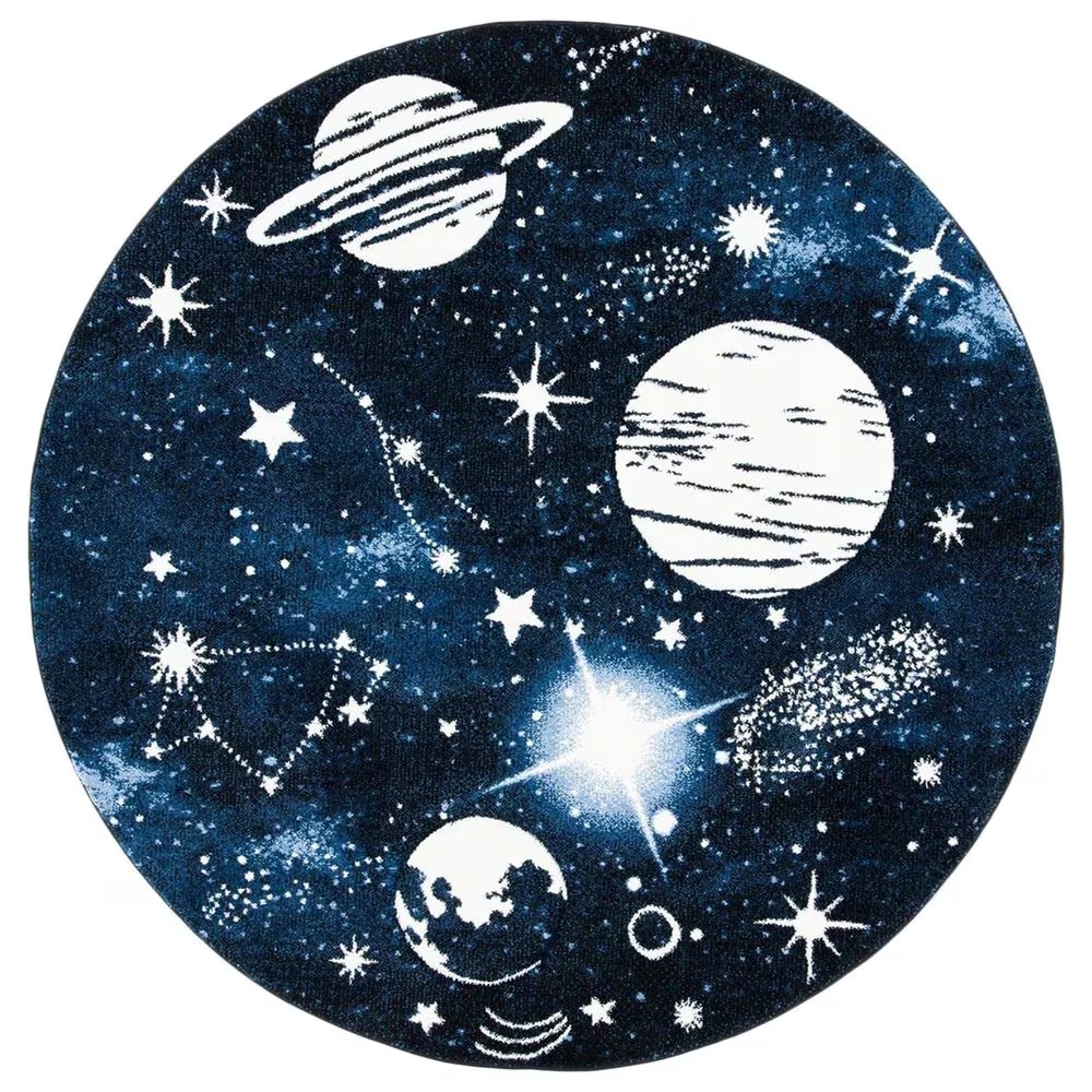 Safavieh Carousel 3' Round Dark Blue and Light Blue Kids Rug