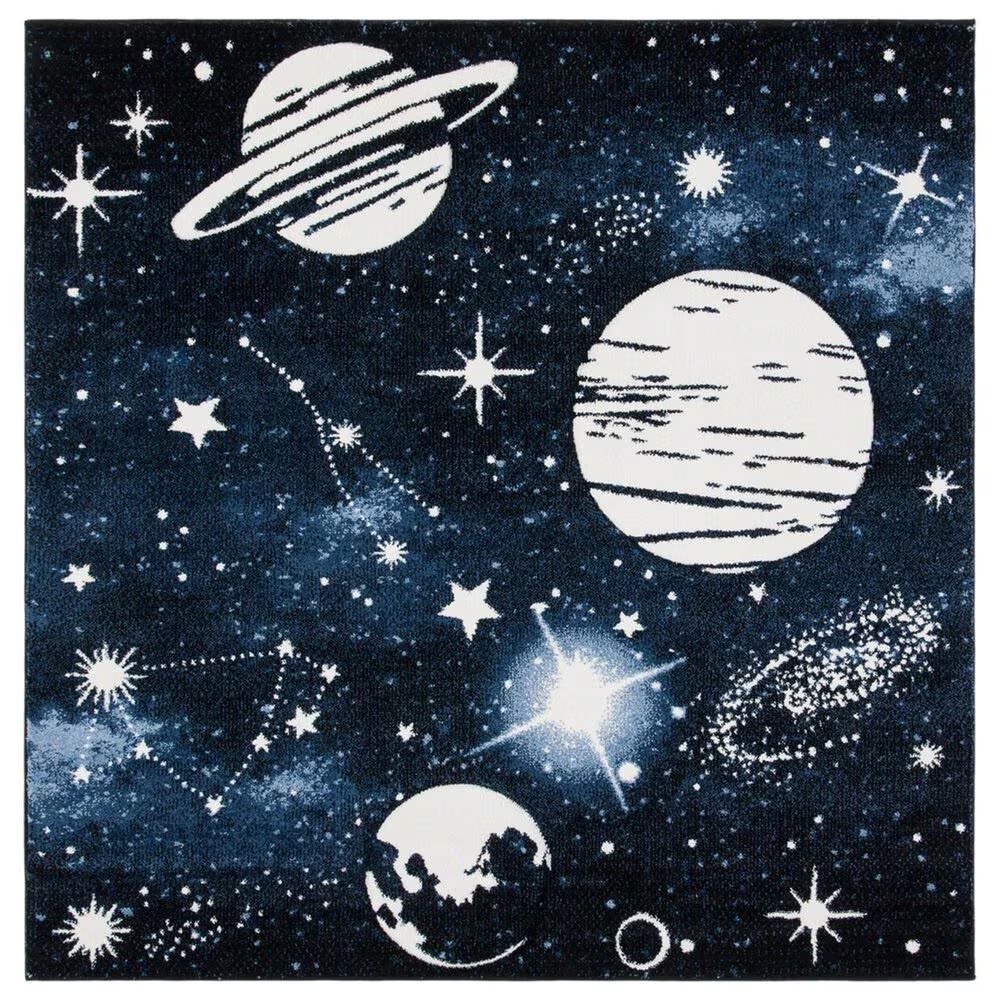 Safavieh Carousel 3' Square Dark Blue and Light Blue Kids Rug